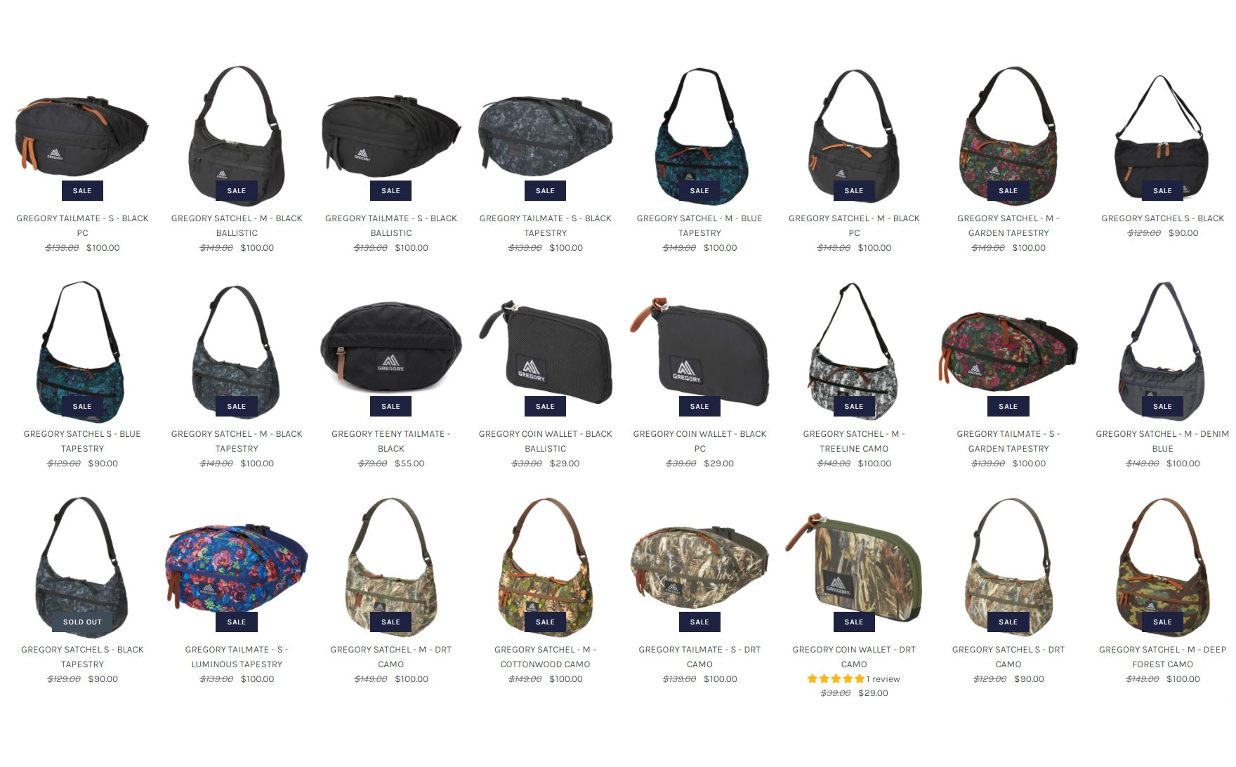 Big Clearance Sale for Gregory Tailmate & Satchel Sling Bags!