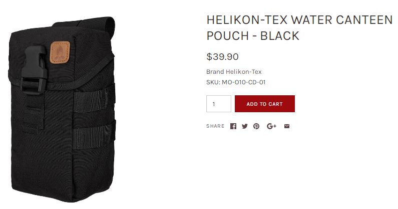 Helikon-Tex Water Canteen Pouch, Nicely Fits in your 1L Nalgene Bottle!