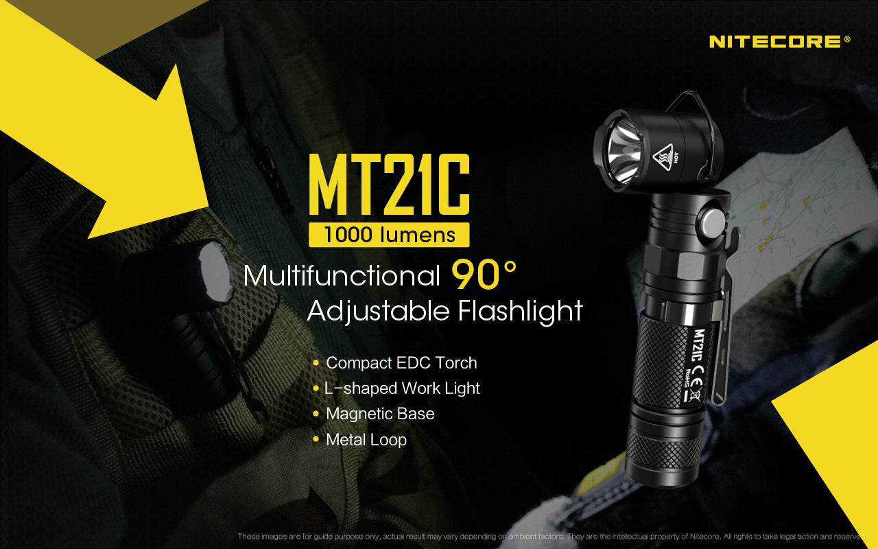 NITECORE MT21C - 1000 lumens (90 deg angle head with hanging loop flashlight)