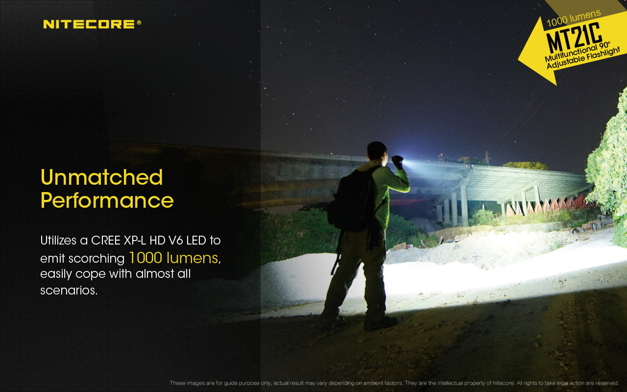 NITECORE MT21C - 1000 lumens (90 deg angle head with hanging loop flashlight)