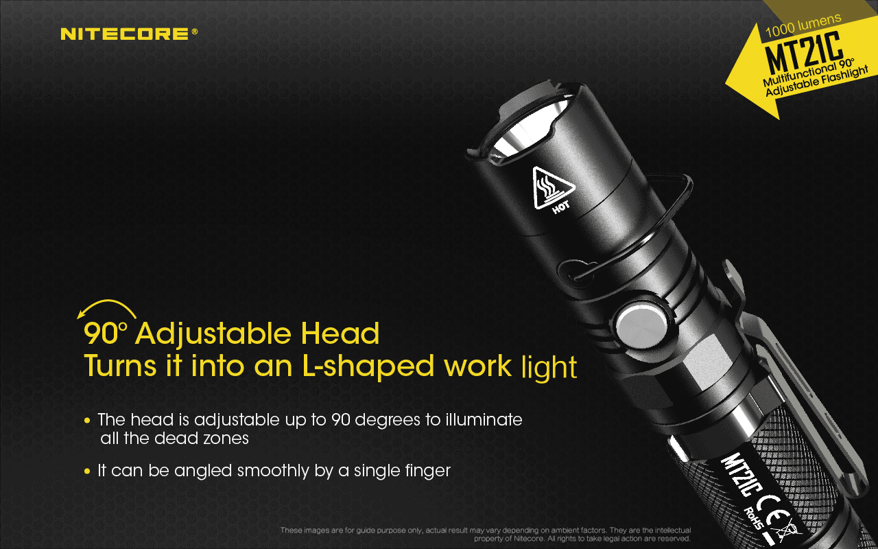 NITECORE MT21C - 1000 lumens (90 deg angle head with hanging loop flashlight)