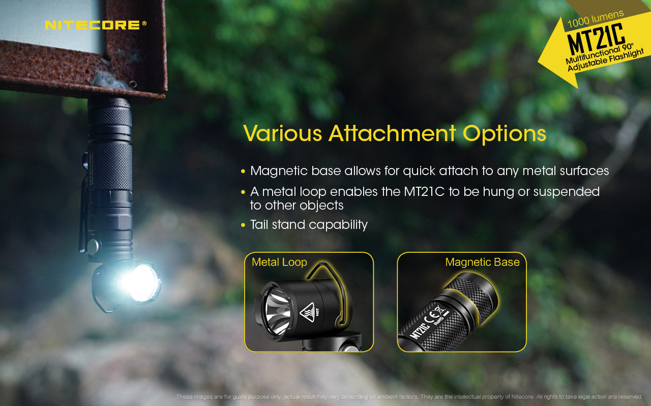 NITECORE MT21C - 1000 lumens (90 deg angle head with hanging loop flashlight)