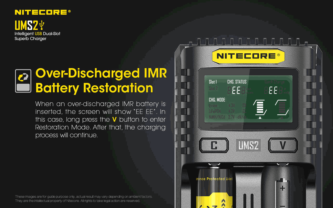 NITECORE UMS2 CHARGER - 3A (REAL-TIME LCD AND SMART DETECTION)