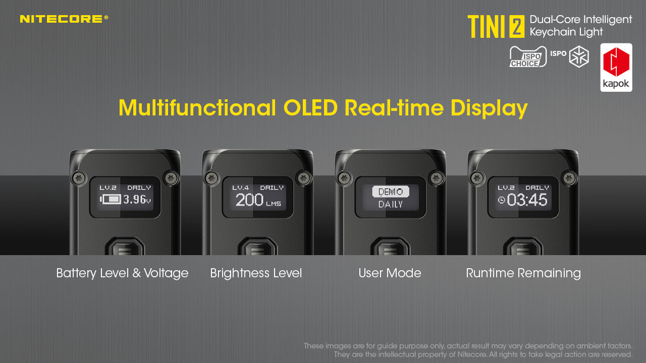 NITECORE TINI 2 (Black) - 500 LUMENS (BUILT-IN 280mAh LI-ION RECHARGEABLE BATTERY)