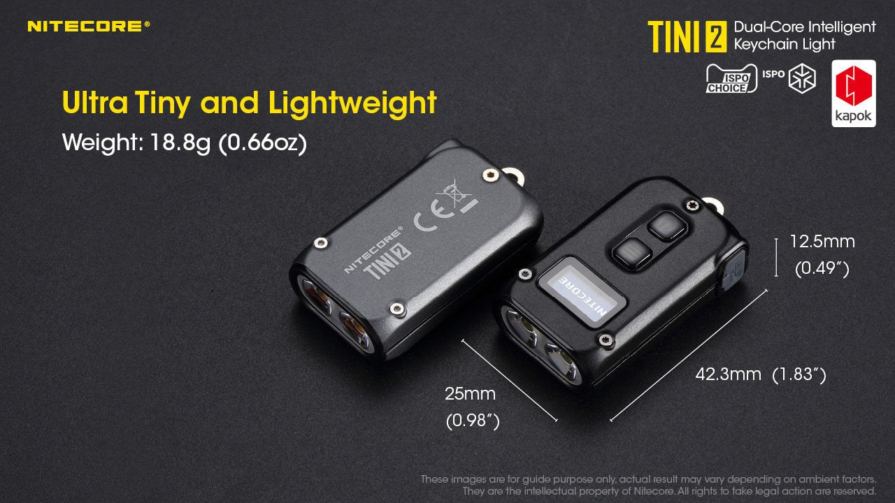 NITECORE TINI 2 (Black) - 500 LUMENS (BUILT-IN 280mAh LI-ION RECHARGEABLE BATTERY)
