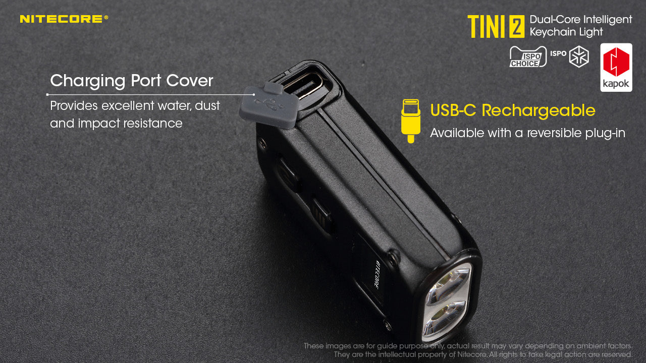 NITECORE TINI 2 (Black) - 500 LUMENS (BUILT-IN 280mAh LI-ION RECHARGEABLE BATTERY)