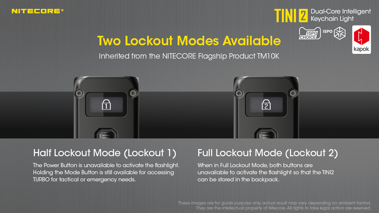 NITECORE TINI 2 (Black) - 500 LUMENS (BUILT-IN 280mAh LI-ION RECHARGEABLE BATTERY)