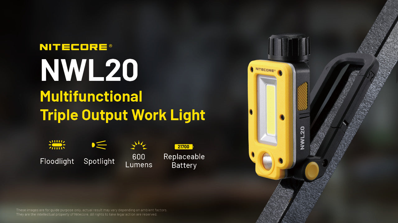 NITECORE NWL20 - 600 LUMENS OUTDOOR WORK LIGHT (5000mAH RECHARGEABLE BATTERY)