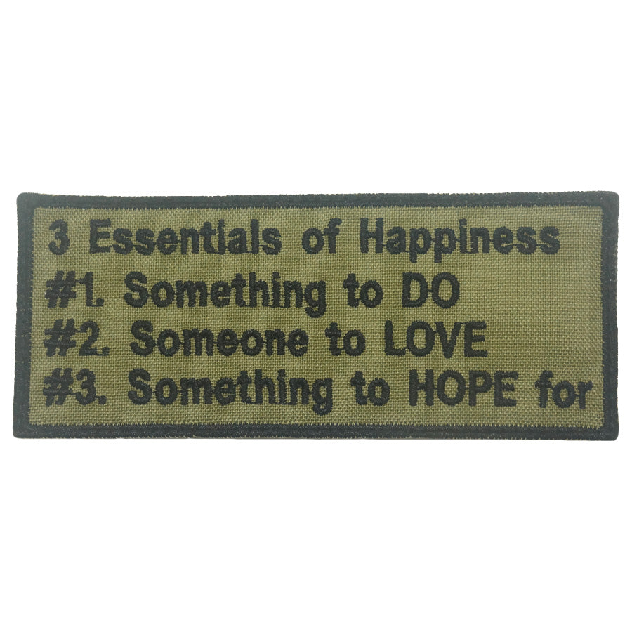 3 ESSENTIALS OF HAPPINESS PATCH - OLIVE GREEN