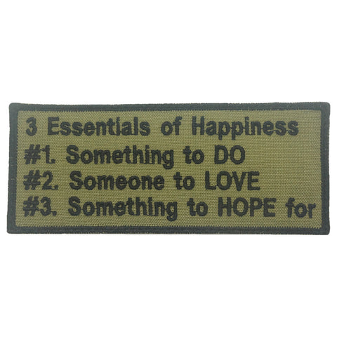3 ESSENTIALS OF HAPPINESS PATCH - OLIVE GREEN