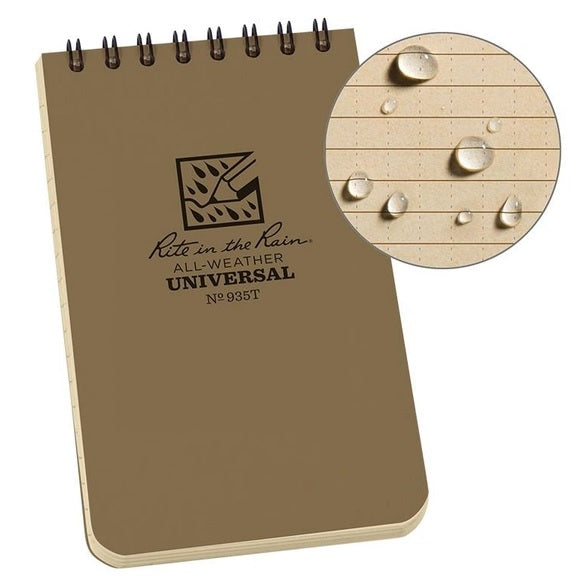 RITE IN THE RAIN TOP SPIRAL NOTEBOOK 3" X 5" - TAN (935T)
