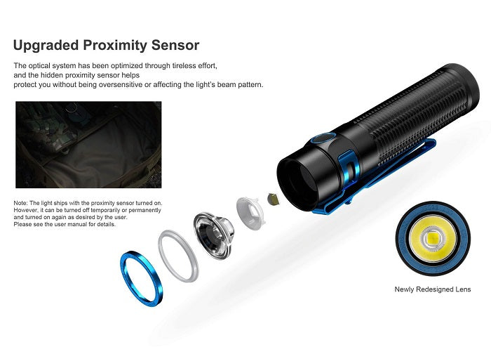 OLIGHT BATON 3 PRO MAX RECHARGEABLE COOL WHITE LED FLASHLIGHT - 2500 MAX LUMENS - BLACK (BOX OPENED BEFORE)