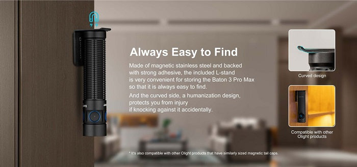 OLIGHT BATON 3 PRO MAX RECHARGEABLE COOL WHITE LED FLASHLIGHT - 2500 MAX LUMENS - BLACK (BOX OPENED BEFORE)