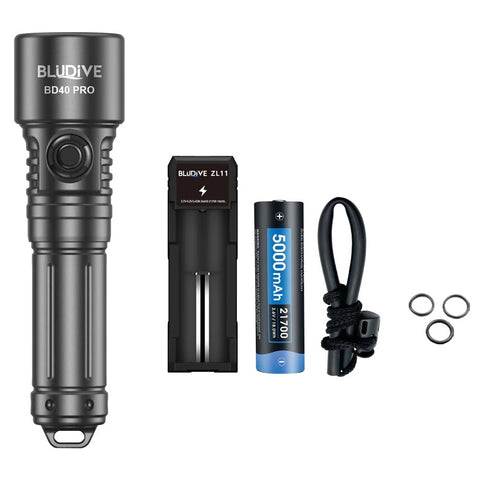 BLUDIVE BD40 PRO 3000 LUMENS DIVE TORCH 150M UNDERWATER, 1 x 21700 BATTERY (BLACK)