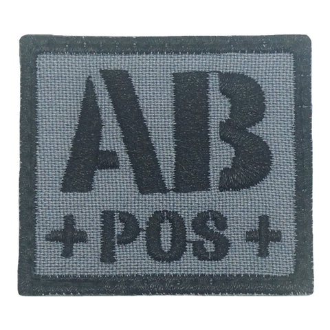BLOOD TYPE PATCH 2023 - AB POS - GRAY