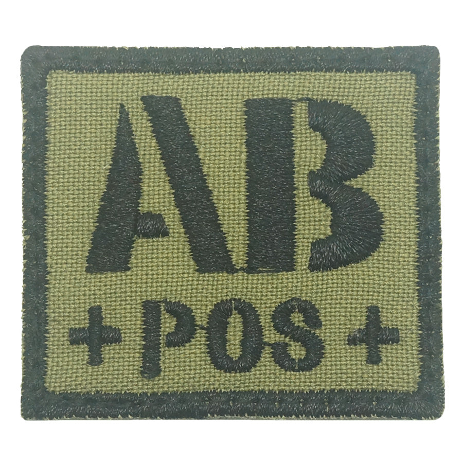 BLOOD TYPE PATCH 2023 - AB POS - OLIVE GREEN