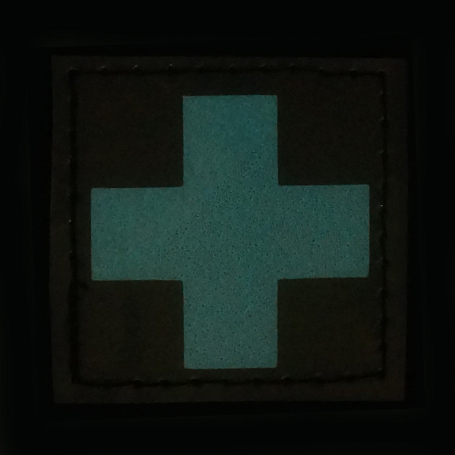 MEDICAL CROSS PATCH - BLUE GLOW IN THE DARK