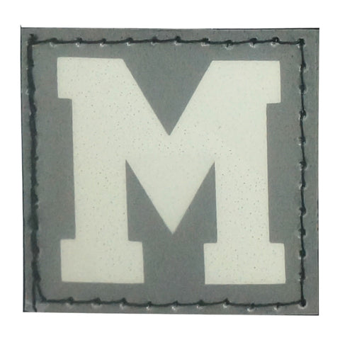 BIG LETTER M PATCH - BLUE GLOW IN THE DARK