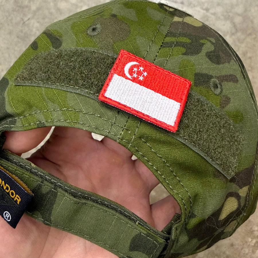 Embroidered Singapore Flag Patch (Mini, Red Border) Velcro Back