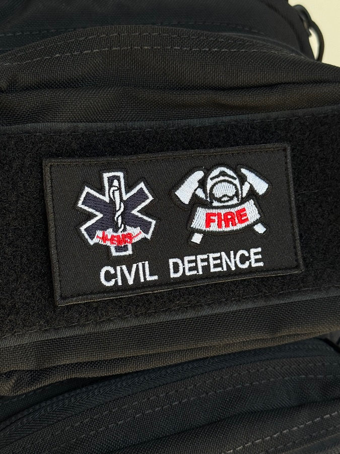 Civil Defence SCDF Fire Badge X EMS Call Sign Patch (Embroidered, Velcro Backing)