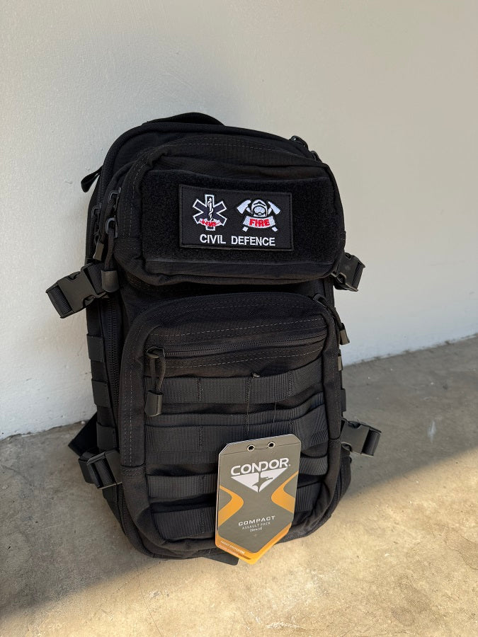 Civil Defence SCDF Fire Badge X EMS Call Sign Patch (Embroidered, Velcro Backing)