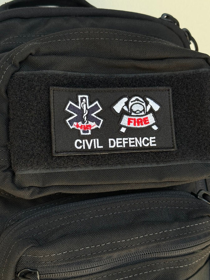 Civil Defence SCDF Fire Badge X EMS Call Sign Patch (Embroidered, Velcro Backing)