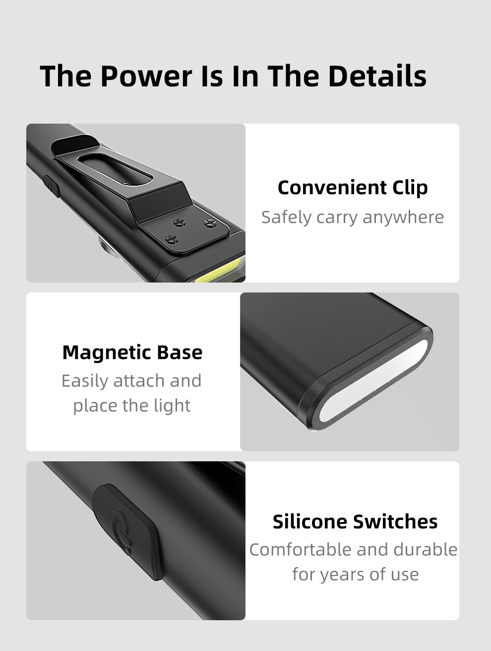 KLARUS E5 MAGNETIC BASE AND DUAL LIGHT SOURCE EDC FLASHLIGHT - 470 LUMENS