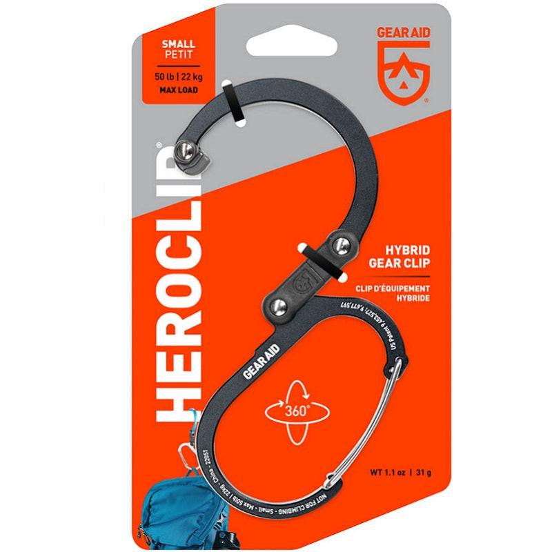 GEAR AID HEROCLIP - Moschettone piccolo, gancio e gancio per appendere accessori da campeggio, borsa, borsa o zaino, gancio per passeggino e carrozzina, multifunzionale gadget regalo