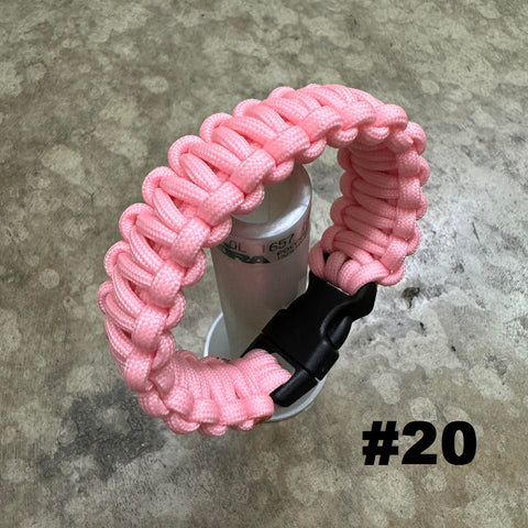 HGS 550 PARACORD 7" SURVIVAL BRACELET WITH PLASTIC CLIP BUCKLE - CORAL PINK (#20)