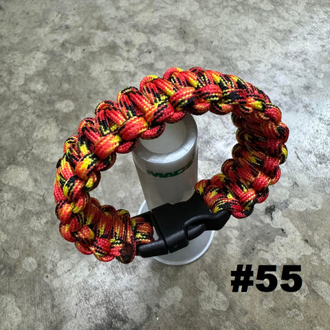 HGS 550 PARACORD 7" SURVIVAL BRACELET WITH PLASTIC CLIP BUCKLE - FIERY CAMO (#55)