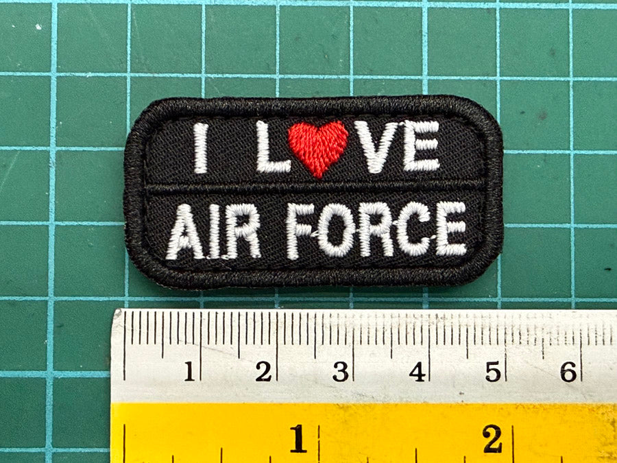 I LOVE AIR FORCE VELCRO PATCH - 5 CM X 2.5 CM (BLACK)