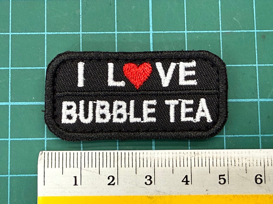I LOVE BUBBLE TEA VELCRO PATCH - 5 CM X 2.5 CM (BLACK)