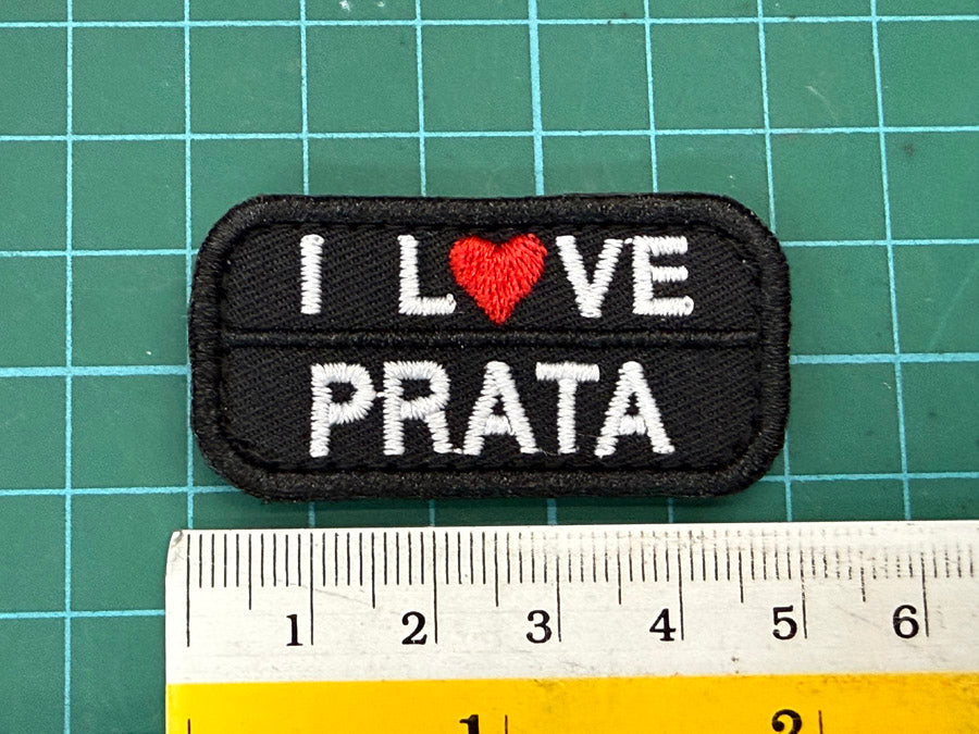 I LOVE PRATA VELCRO PATCH - 5 CM X 2.5 CM (BLACK)