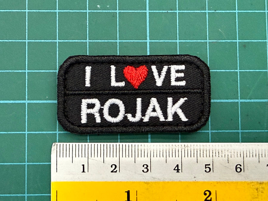 I LOVE ROJAK VELCRO PATCH - 5 CM X 2.5 CM (BLACK)