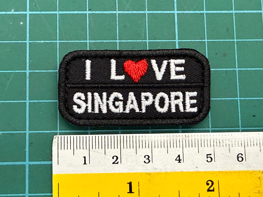 I LOVE SINGAPORE VELCRO PATCH - 5 CM X 2.5 CM (BLACK)