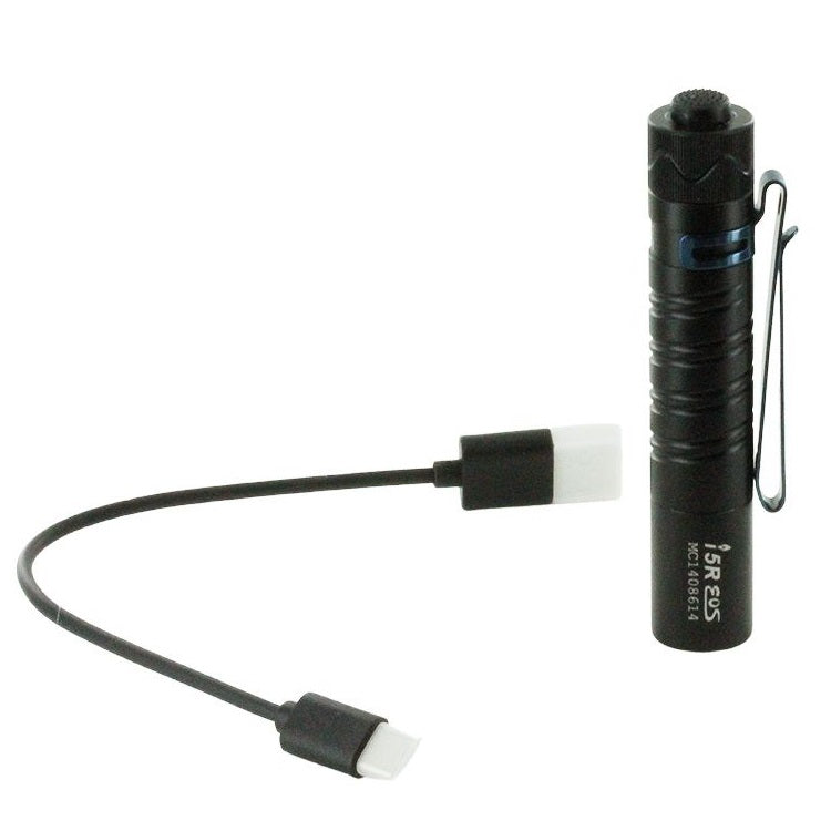 OLIGHT I5R EOS LED FLASHLIGHT - 350 LUMENS - INCLUDES 1 X USB-C RECHARGEABLE 14500 - BLACK (PACKAGING OPEN BEFORE TO SHOW CUSTOMER)
