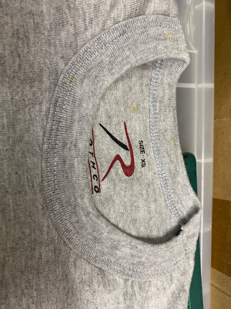 ROTHCO GREY PHYSICAL TRAINING T-SHIRT - ARMY PRINT (OLD STOCK WITH RANDOM BROWN STAINS)