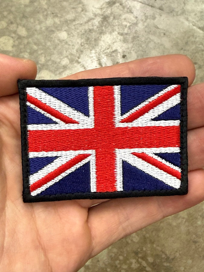 United Kingdom (UK) Flag Patch - 100% Embroidery with Hook Side Velcro Backing