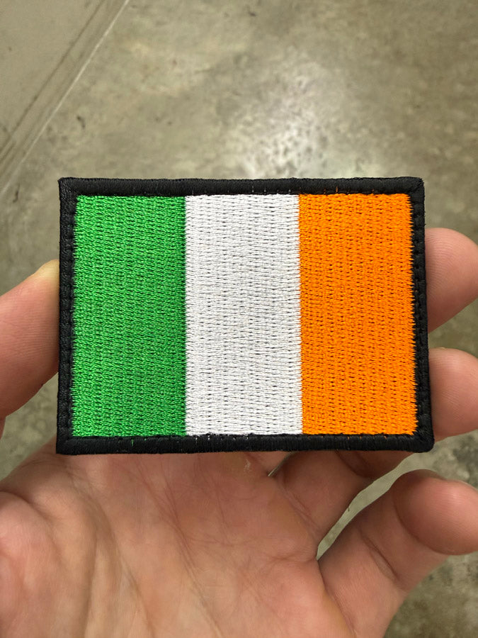 Ireland Flag Patch - 100% Embroidery with Hook Side Velcro Backing