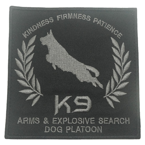 K9 ARMS & EXPLOSIVE SEARCH DOG PLATOON PATCH - BLACK FOLIAGE