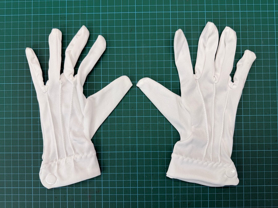 NDP White Parade Gloves - Polyester Material with Plastic Snap Button (Kids Size)