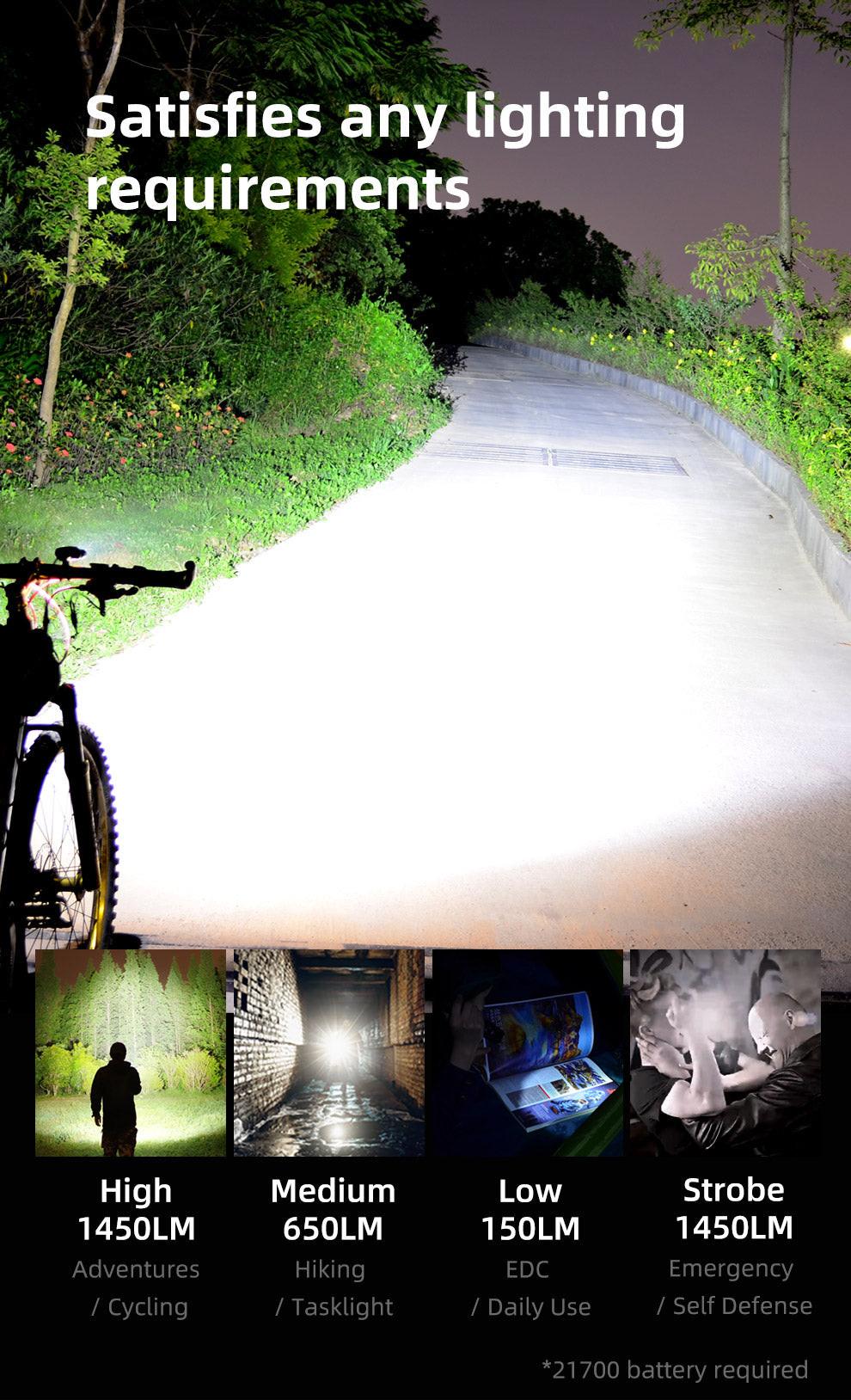 KLARUS ADJUSTABLE ZOOMABLE TACTICAL FLASHLIGHT A2 PRO - 1450 LUMENS (4000MAH 21700 BATTERY INCLUDED)