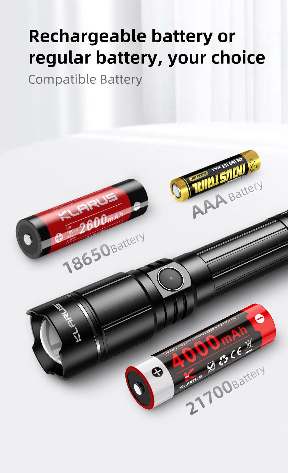 KLARUS ADJUSTABLE ZOOMABLE TACTICAL FLASHLIGHT A2 PRO - 1450 LUMENS (4000MAH 21700 BATTERY INCLUDED)