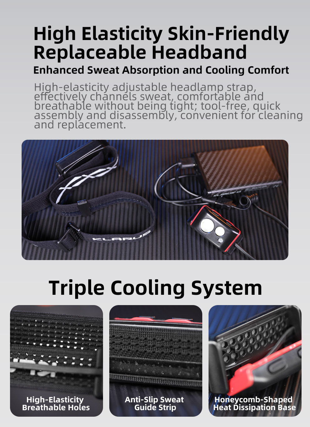 KLARUS HM5 ULTRA THIN LIGHTWEIGHT TRAIL RUNNING HEADLAMP - 800 LUMENS (1200mAh RECHARGEABLE BATTERY)