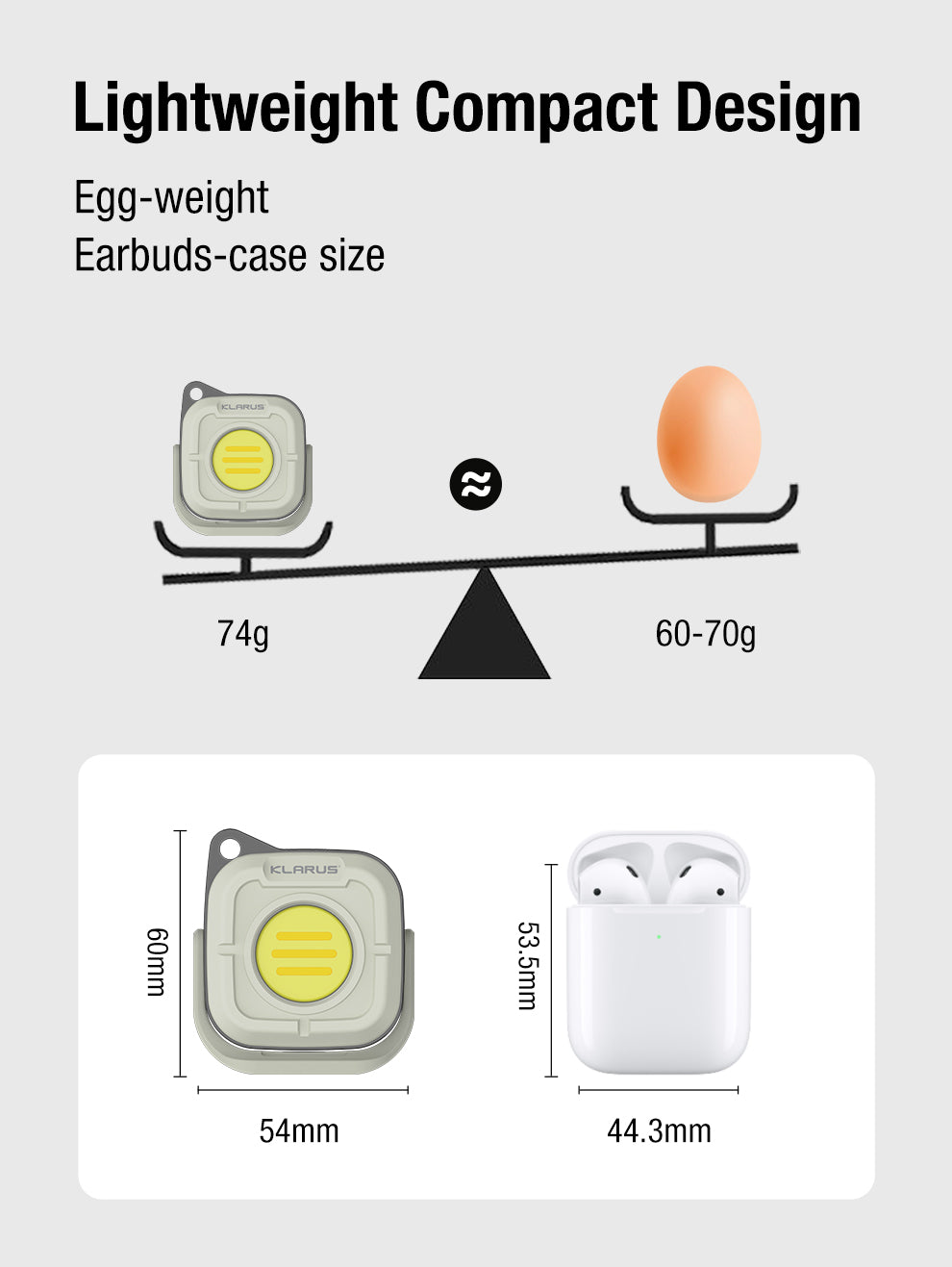KLARUS CL5 MINI PORTABLE CAMPING LIGHT 650 LUMENS, 1200mAh BUILT-IN BATTERY