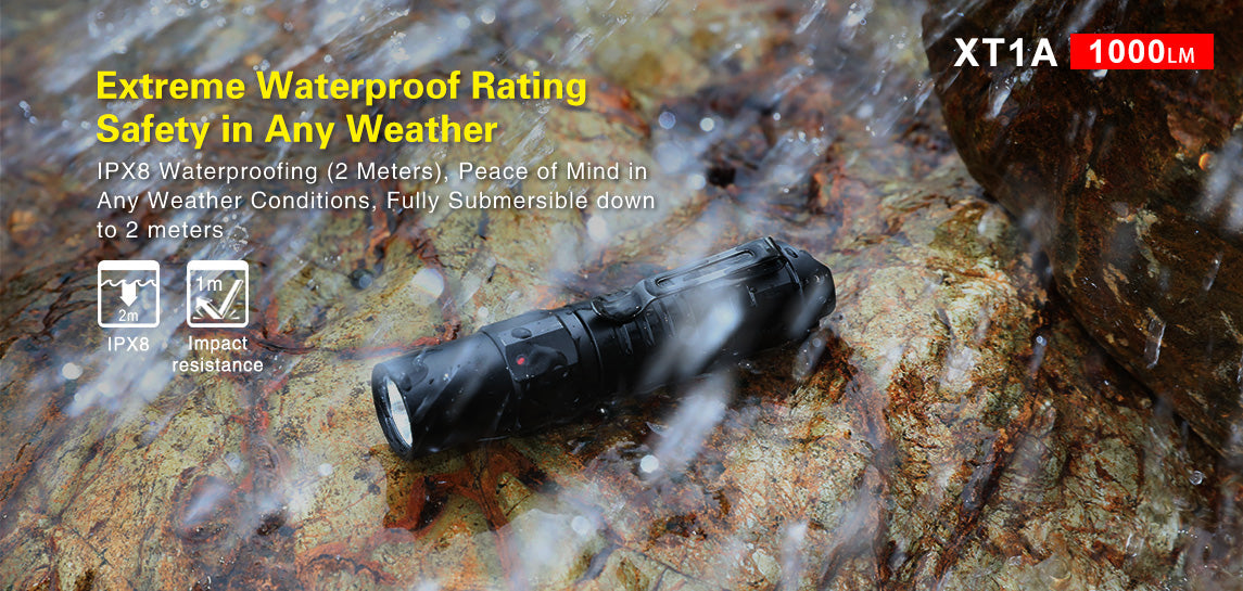 KLARUS XT1A TACTICAL EDC FLASHLIGHT - CREE XP-L HD V6 LED - 1000 LUMENS (USES 1 X 14500 (INCLUDED) OR 1 X AA)