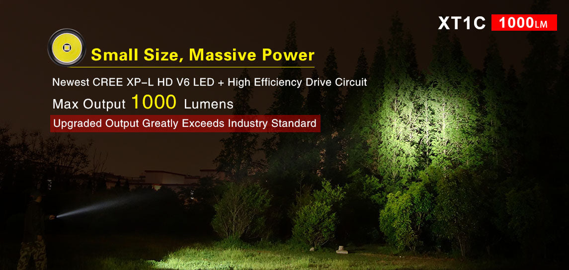 KLARUS XT1C CREE XP-L HD V6 LED - 1000 LUMENS (USES 1 X 16340 (INCLUDED) OR 1 X CR123A)