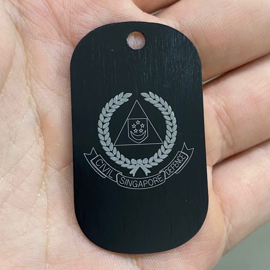 LASER ENGRAVED LOGO DOG TAG - SCDF SINGAPORE CIVIL DEFENCE FORCE