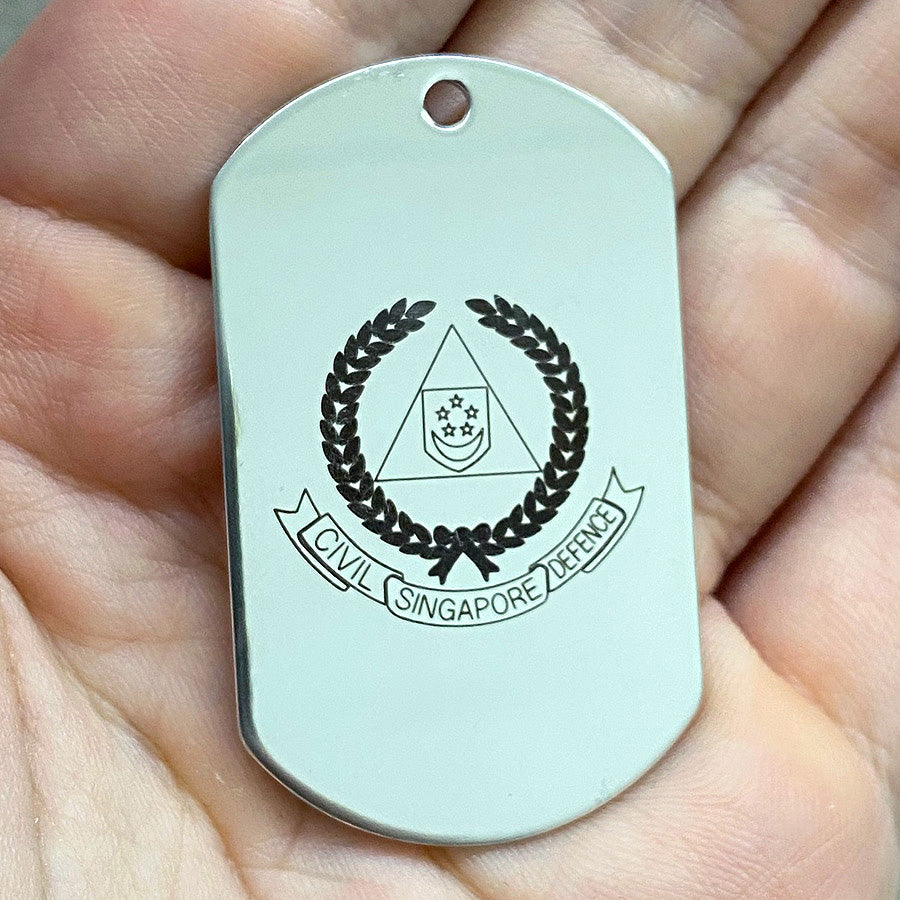 LASER ENGRAVED LOGO DOG TAG - SCDF SINGAPORE CIVIL DEFENCE FORCE