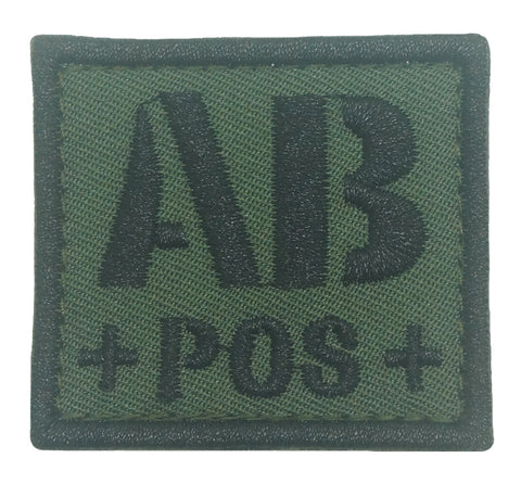 BLOOD TYPE PATCH 2023 - AB POS - OLIVE GREEN